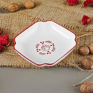 Aryıldız Red Bird Köşeli Porselen Tabak Kırmızı Desenli Renkli 10 Cm ürün görseli 1