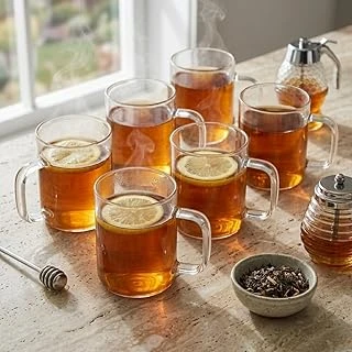 Deconox 6'Lı Borosilikat Cam Kupa Seti - Isıya Dayanıklı, İnce Hafif Çay, Kahve Bitki Çayı Bardağı Takımı (220 Ml) - 13508 Gpb14 ürün görseli 1