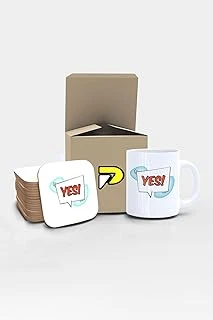 Postermanya Yes Evet Popart Tasarımlı Baskılı Kupa Bardak Seti, Eğlenceli Özel Hediye Mug ürün görseli 1