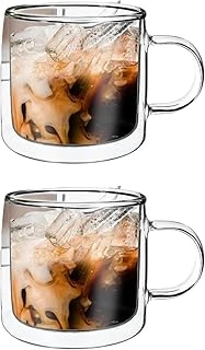 Cam Çift Cidarlı Cam Kupa, Kahve, Latte Çay Kupa Seti, 250 Ml, Şeffaf, Modern, 2 Adet - 12128 ürün görseli 1
