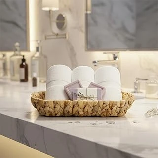 Deconox Hasır Oval Ekmek Sepeti Çok Amaçlı Düzenleyici, 28X6 Cm Doğal Örme Sunum Tabağı, İnce Uzun Baget Ekmeklik, Çatal Kaşık Banyo Makyaj Organizeri ürün görseli 1