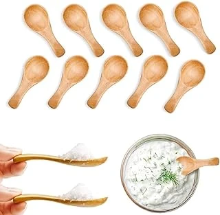 Aputue Küçük Ahşap Çay Kaşığı, 10 Adet El Yapımı Dondurma Kaşığı, Masif Ahşap Bal Kaşığı, Günlük Kullanım İçin Kısa Saplı Ahşap Kaşıklar, Çeşni Kaşığı Seti, 8Cm 3.2Cm ürün görseli 1