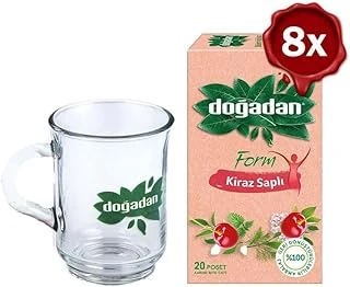 Doğadan Form Çay Kiraz Saplı 20'Li X 8 Doğadan Cam Bardak Hediyeli ürün görseli 1