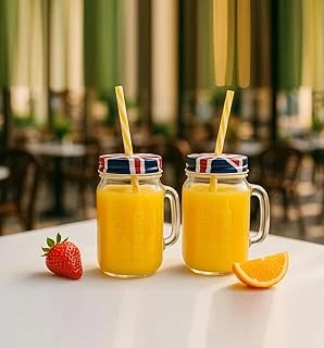 2 Adet Pipetli Kapaklı Cam Kupa England Kupa Bardak 490 Ml ürün görseli 1