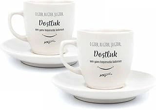Dostluk 2 Kişilik 4 Parça Türk Kahvesi Fincan Seti - Hediyelik Kahve Fincanı Seti ürün görseli 1