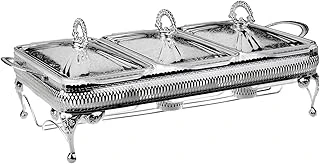 Queen Anne İngiliz Gümüşü Üç Bölmeli Isıtıcılı Yemek Servis 51 X 26 X Cm ürün görseli 1