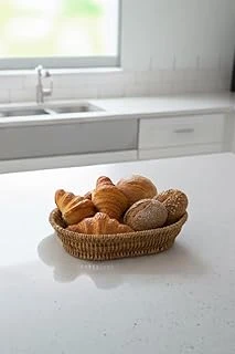 Rattan Piknik Hasır Ekmek Sepeti Meyve Sebze Sepeti Plastik Örme Küçük ürün görseli 1