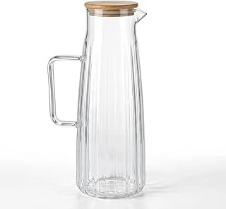 Deconox Bambu Kapaklı Borosilikat Cam Yağdanlık Sürahi | 1000Ml (11X26Cm) Çok Amaçlı İçecek Sıvı Gıda Saklama ürün görseli 1