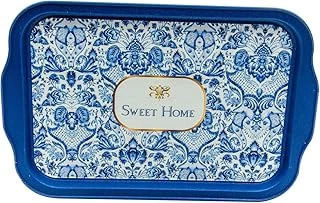 Evle-Azulejos Desenli Metal Tepsi - Çay Kahve Tepsisi - Sunum Tepsisi 21 Cm X 31 Cm (Azulejos Sweet Home) ürün görseli 1