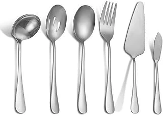 6 Parça Silver Sunum Için Servis Kaşığı Kaşık Çatal Spatula Reçel Seti Cin613Slv ürün görseli 1