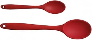Silikon Kaşık + Silikon Mama Kaşığı 2’Li Set - Isıya Dayanıklı, Çizmez, Tek Parça Tasarım (Kırmızı) ürün görseli 1