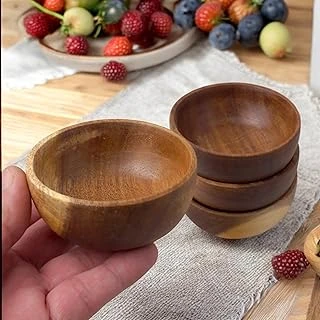 Deconox 4'Lü Yuvarlak Akasya Çerezlik, Sunum Kasesi, Zeytinlik, Kahvaltı Sunumluk 8 Cm - 4 Cm ürün görseli 1
