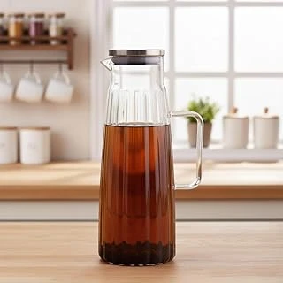 Deconox Metal Kapaklı Borosilikat Cam Yağdanlık Sürahi | 1000Ml (11X26Cm) Çok Amaçlı İçecek Sıvı Gıda Saklama ürün görseli 1