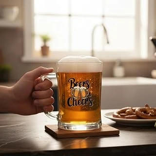 Büyük Boy Renkli Beers Cheers Baskılı Cam Bardağı Beer Glass Mug 600 Ml ürün görseli 1