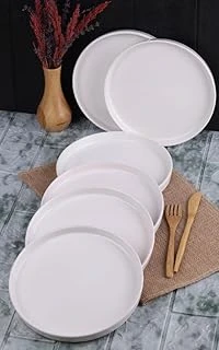 Bambum 6'Lı Handmade 20 Cm Beyaz İnci Pasta Tabak Seti - Tatlı Tabağı Seti ürün görseli 1