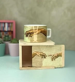 Giftmoda Michelangelo Yaratılış Tasarımlı Kutulu Kupa ürün görseli 1