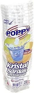 Poppy Şeffaf Plastik Kristal Bardak - 180 Cc. - 180 Ml. - 25 Adetlik 1 Paket ürün görseli 1