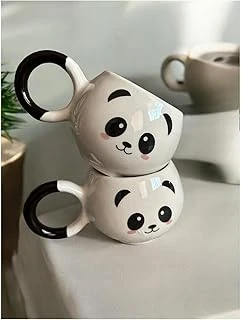 Seradag 2'Li Gülen Sevimli Panda Çay Kahve El Yapımı Seramik Kupa Bardak ürün görseli 1