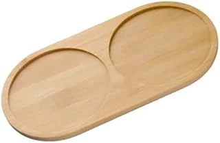 Smartizi 2 Bölmeli Oval Doğal Bambu Sunum Tabağı - 23X12 Cm Yuvarlak Hatlı Çerezlik, Sosluk Kahvaltılık ürün görseli 1