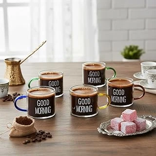 Deconox 6'Lı Borosilikat Cam Espresso Türk Kahvesi Fincanı Seti (90 Ml) - Düz Rölyefli Seçenekli Tabaksız Mini Kupa (Düz) ürün görseli 1