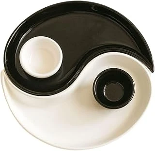 Arvale Yin & Yang 2'Li Özel Tasarım Sosluklu Kahvaltılık Tabağı Sosluk Çerezlik Kase Dekoratif Tabak 20 Cm ürün görseli 1