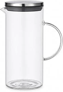 1500 Ml Cam Sürahi Metal Kapaklı Şeffaf Sürahi Dayanıklı Cam Gövde Ergonomik Sap Akıtmaz Ağız Tasarımı Soğuk İçecekler İçin Limonata Meyve Suyu Su Sürahisi Mutfak Kullanımı ürün görseli 1