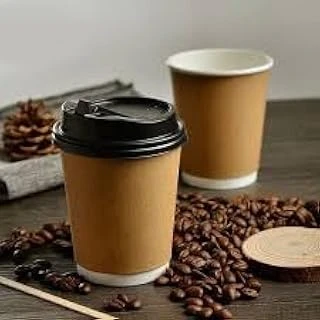 14 Oz Double Wall Kraft Görünüm Karton Bardak + Si̇yah Kapakli 25'Li̇ ürün görseli 1