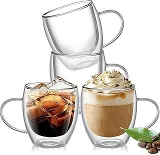 Çift Katmanlı Cam Kupa Bardak 250 Ml Lüx Çift Cidarlı Kupa - Termos Bardak - İki Duvarlı Yapısı Ile Uzun Süre Sıcak-Soğuk Tutma Özelliği, Kulplu Kahve Espresso Bardağı Brosilikat Double Layer Cup ürün görseli 1