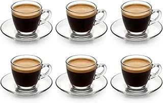 6 Kişilik Şeffaf Cam Kahve Fincan Takımı - 12 Parça Espresso Türk Kahvesi Seti - Isıya Dayanıklı Cam Fincan Tabak Seti ürün görseli 1