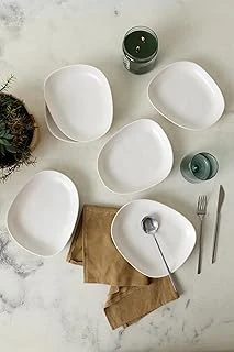 Keramika Mat Beyaz Tetra Yemek Tabağı 23 Cm 6 Adet ürün görseli 1