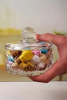Deconox Lüx Kristal Kapaklı Cam Şekerlik & Cam Lokumluk, Kesme Cam Lüx Şekerlik 10Cm*10.5Cm - (4 Model) (06645) ürün görseli 1