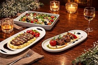 Beyaz Sunum Tabağı Seti 6'Lı Servis Tabağı Restoran Servis Tabak Seti, 6 Parça, 2 Oval 2 Tavuk Tabağı 2 Kare Tabak, Profesyonel Sunum Takımı ürün görseli 1