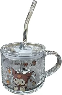 Kawaii Kuromi Pipetli Kulplu Cam Bardak ürün görseli 1