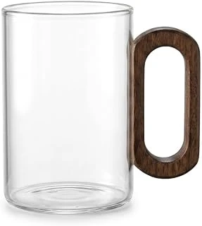 Deconox 1 Adet Akasya Ahşap Kulplu Borosilikat Cam Kupa - 220 Ml, 300 Ml 400 Ml Boy Seçenekleriyle, Isıya Dayanıklı Düz Çizgili Tasarım Lüks Kahve, Çay Espresso Bardağı (Düz 300 Ml) ürün görseli 1