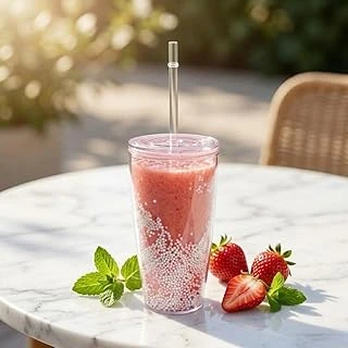 Pipetli Çift Katmanlı Soğuk İçecek Bardağı – Boncuklu Tasarımlı Kapaklı Pipetli Bardak 20 Cm, Smoothie Soğuk İçecekler Için Yeniden Kullanılabilir Bardak ürün görseli 1