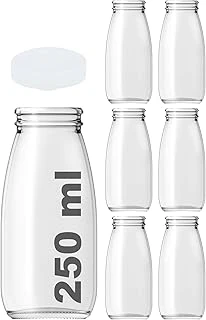Afracam 250 Ml Şeffaf Süt, Ayran, Limonata, Meşrubat Şişesi 250 Cc Plastik Kapaklı Boş Cam Şişe 6 Adet ürün görseli 1