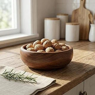 Deconox Doğal Akasya Ahşap Derin Kase - 22 Cm Salata, Meyve Cips Sunum Kasesi - Dekoratif Dayanıklı Mutfak Gereci ürün görseli 1