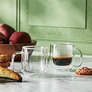 Borosilikat Çift Cidarlı Espresso Bardağı, Şeffaf, 100Ml, Kulplu, 2'Li Set ürün görseli 1