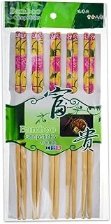 5 Çift Doğal Bambu Chopstick Seti | Çiçek Desenli Uzak Doğu Yemek Çubuğu | Sushi, Noodle Ramen İçin Yeniden Kullanılabilir Ekolojik Çubuklar ürün görseli 1