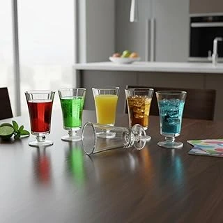 Deconox 6'Lı Cam Kahve Yanı Su Bardağı Seti - 125 Ml Ayaklı, Şeffaf Kristal Kesim Desenli Nostaljik Kadeh Takımı ürün görseli 1