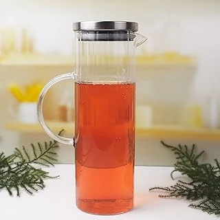 Deconox 1000Ml Metal Kapaklı Line Borosilikat Cam Yağlık & Sürahi – Şık, Dayanıklı Saklama Çözümü (8Cm X 20Cm) ürün görseli 1