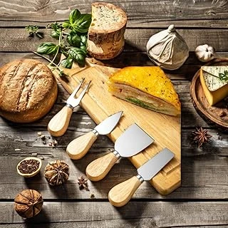 4'Lü Peynir Bıçağı Seti, Paslanmaz Çelik Bıçaklar Meşe Saplı, 12.5 Cm Uzunluk, Peynir Tereyağı Için Mutfak Araçları ürün görseli 1