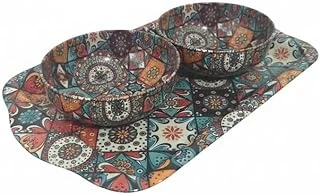 Metal Mozaik Desenli 2’Li Servis Kasesi Seti, Çift Bölmeli Meze, Sos Kuruyemiş Sunum Kabı, Kaymaz Metal Servis Tepsili, Şık Dayanıklı Sofra Aksesuarı, Ev, Misafir Sunumlarına Uygun ürün görseli 1