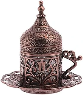 Alisveristime (1 Adet Türk Yunan Arap Kahvesi Espresso Fincanı Tabağı (Lale) (Antik Bakır) ürün görseli 1