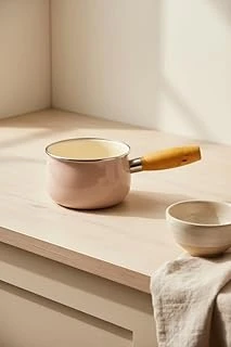 Bambum Nostalji Emaye - Ahşap Saplı Emaye Tava Sosluk Sütlük Toprak 14 Cm ürün görseli 1