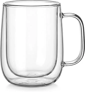 Borosilikat Cam Bardak, 250 Ml Geniş Kapasite, Isıya Dayanıklı Yapı, Çift Cidarlı Yalıtım, Makinede Yıkanabilir, Ev Ofis Restoran İçin Kullanıma Uygun Kulplu Kahve Espresso Sunum Bardağı ürün görseli 1