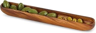Deconox Akasya Ağacından Ahşap Zeytin Tabağı, Zeytinlik,Ahşap Zeytin Tepsisi El Yapımı Akasya Ahşap Uzun Kano Tekne Tarzı Çanak - Yemek Servis Tabağı Masa Orta Parça (35Cm*5Cm) ürün görseli 1
