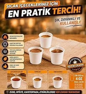 4 Oz Karton Bardak 500 Adet Maycup Beyaz Desenli (Espresso-Türk Kahvesi) ürün görseli 1