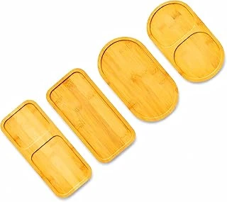 4’Lü Bambu Servis Tepsisi Seti – Doğal Ahşap Bambu, Yuvarlatılmış Kenarlı, Kahvaltı Tepsisi, Sunum Servis İçin Çok Amaçlı, Dayanıklı, Şık Bambu Tepsi Seti ürün görseli 1