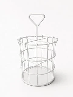Orret Metal Kaşıklık Makyaj Fırçası Organizeri,Beyaz Tel Çatal Kaşık Bıçaklık, Tezgah Üstü Mutfak Banyo Kozmetik Fırça Düzenleyici, Saplı Yuvarlak Sepet 13X23 Cm ürün görseli 1